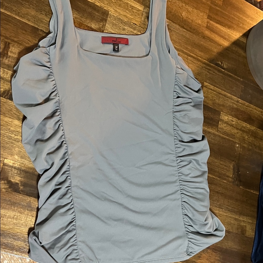 Elegant Gray Ruched Tank Top